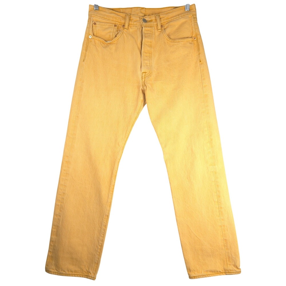 Levis 501XX Jeans Mens Mustard Yellow Straight Leg Button Fly 32x32 (Fits 30x29)